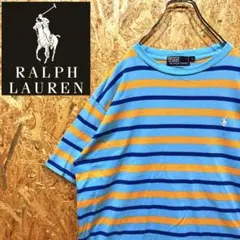送料無料 ラルフローレン 刺繍ロゴ ボーダー ゆるだぼ00s Tシャツ 半袖