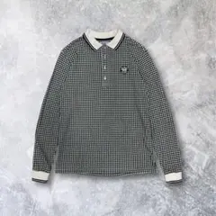 ジャックバニー ゴルフウェア 長袖ポロシャツ チェック柄 白 黒 サイズ5