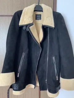 ZARA ライダース　ムートンジャケット　スエード　ブラック
