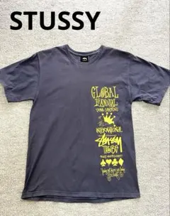 STUSSY TシャツM グレー　サイドロゴ　レア　古着 イエローロゴのサムネイル