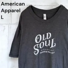 アメリカンアパレル ダークグレー Tシャツ L バーボンウイスキー アメリカ古着のサムネイル