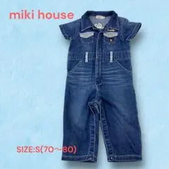 e1099☆miki house ミキハウスデニムカバーオール S(70〜80)