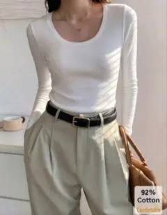 【新品】92%コットン 長袖Tシャツ S