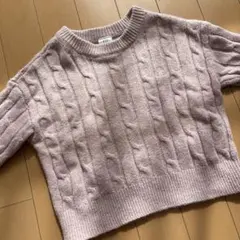 ケーブル編み 薄いピンク セーター