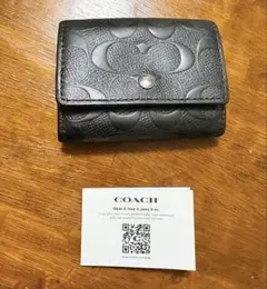 正規品COACH シグネチャーブラック レザー コインケース