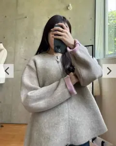 【即日発送】ノーカラージャケット ベージュ ピンク