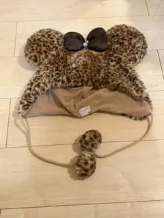 ディズニー　ミニーちゃん　ヒョウ柄　ファンキャップ