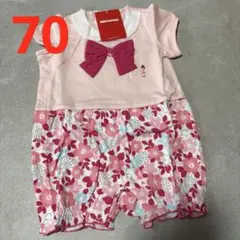 新品未使用 ミキハウス リーナベル　花 カバーオール ロンパース 70cm 半袖