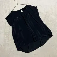 Heather ヘザー ＊ フレンチスリーブ ブラウス ブラック 切替 Fのサムネイル