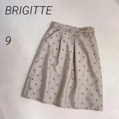 BRIGITTE　ベルト付きフロッキードット柄スカート　膝丈　光沢感　日本製のサムネイル