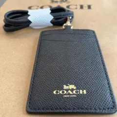 【新品 未使用品】COACH ブラック パスケース IDカードホルダー　社員証
