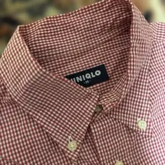 90s OLD UNIQLO S/S B.D shirt ギンガム 紺タグ