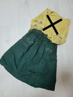 最終値下げ　美品　プードゥードゥー　刺繍スカート　ディープグリーン