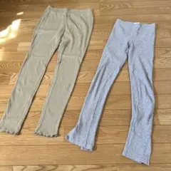 レギンス　パンツ 2色セット ベージュ ￼カーキ
