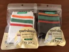태국 한정 7-ELEVEN 양말 화이트&블랙 2발 세트 25-27 cm