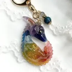 オルゴナイト 龍 キーホルダー お守り 白蛇の抜け殻入り 最強魔除け 幸運