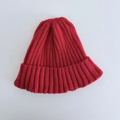綿100% BROSS CAP&TOMATO リブニット帽 ビーニー　レッドのサムネイル