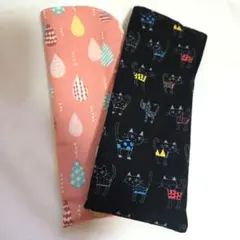 ハンドメイドメガネケース ネコ柄しずく柄2枚セット♪SALE♪