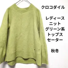クロコダイル　レディース　ニット　グリーン系　トップス　セーター　秋冬