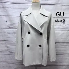 【極美品】GU ジーユー オーバーサイズハーフコート S ライトグレー