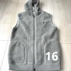 ジムフレックス　Gymphlex フード付　ボアベスト　グレー　サイズ16
