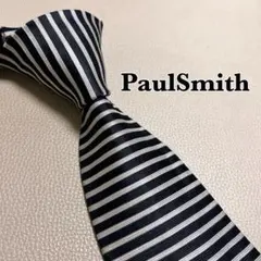 ポールスミス ネクタイ　ストライプ　ブラック　ビジネス　スーツ　シルク