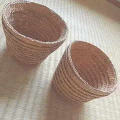 ナチュラル素材　麦藁バスケット2個セット