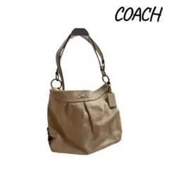 『訳あり』COACH ベージュ レザー ショルダーバッグ
