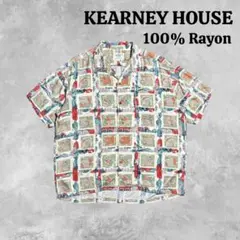 KEARNEY HOUSE アロハシャツ レーヨン100％ アート柄 Lサイズ