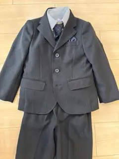 フォーマルスーツセット 110 ブラック　ストライプ