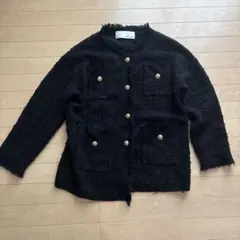 Whim Gazette 濃紺ツイードカーディガン