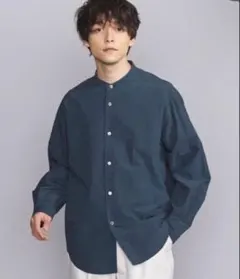 Beauty&Youthバンドカラーシャツ Mサイズ ネイビー