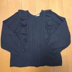 Samansa Mos2　フリルブラウス　黒