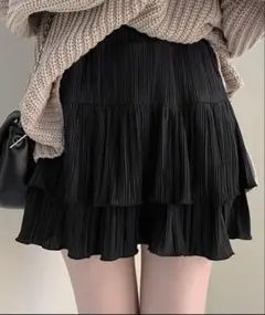 ハイウエスト　プリーツ　ミニスカート
