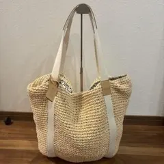 agnes b アニエスベー かご×レザー 本革製 トートバッグ ナチュラル