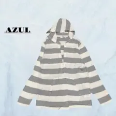 アズール AZUL 長袖カーディガン フードホ付 前あき ボーダー 7349のサムネイル