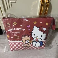 ハローキティ ポーチ 赤色 チェック柄