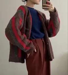 nugu TWENTY TWO ウールストライプカーディガン