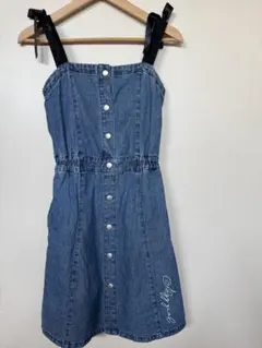 ALGY デニムフレアワンピース リボンストラップ160センチ（M）