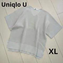【Uniqlo U】ユニクロユー Vネックセーター 半袖 ベージュ XL