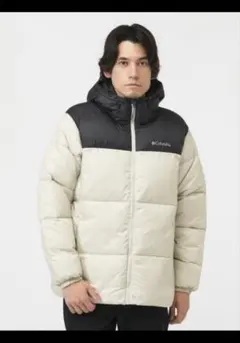 Columbia フード付きダウンジャケット アイボリー/ブラック