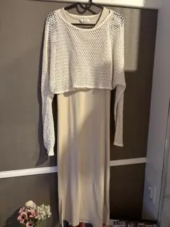 AS KNOW AS PINKY ニットレイヤード風ワンピース