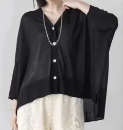 美品✨ ディニテコリエ メッシュ半袖ジャケット 洗える ブラック 春夏