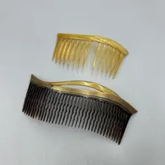 245ヴィンテージ　訳あり　鼈甲　金色と黒色の髪留めセット