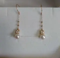 K10【刻印有り】淡水パール／CZピアス