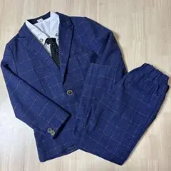 ネイビー チェック柄 フォーマルスーツ 110〜120