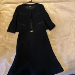 【美品】ブラックツイードジャケットとスカートセット　11号