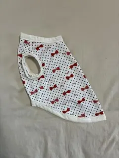 犬服 ハンドメイド M トイプーチワワ 小型犬 春夏赤いリボン水玉 タンクトップ