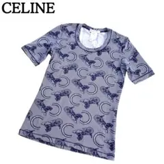 美品★CELINE セリーヌ 半袖Tシャツ 馬車柄 Cマカダム ネイビー S