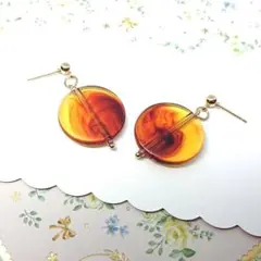 No.118☆琥珀サークル ピアス イヤリング マスクチャーム